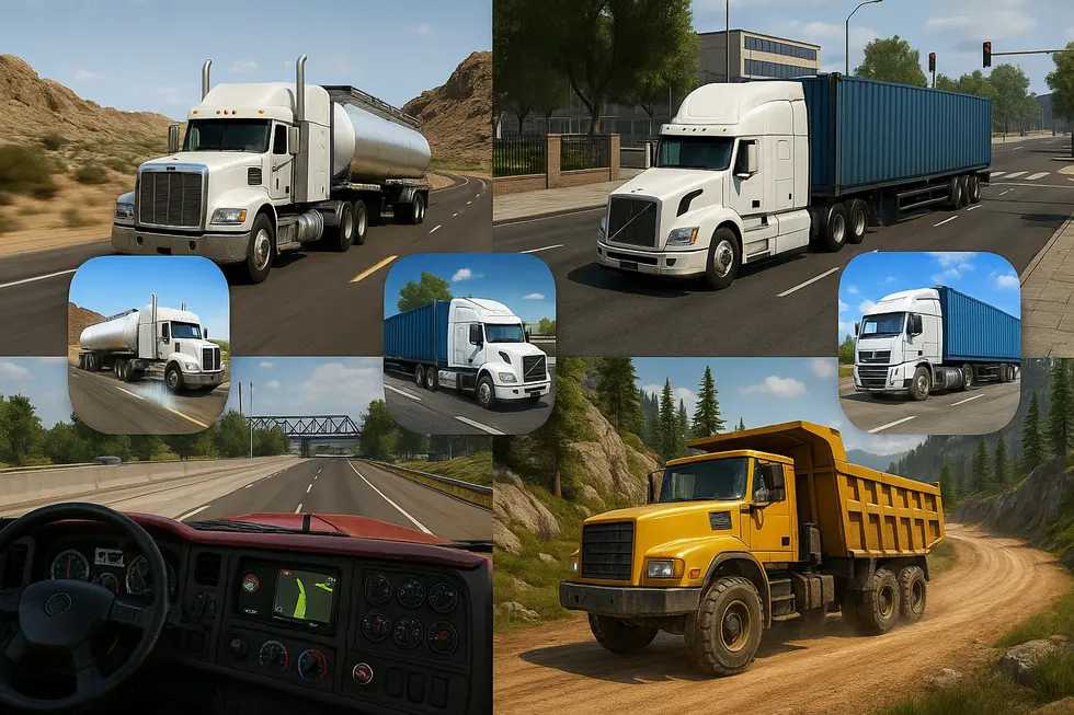 Truck Simulator Big Rigs 4 The evolution of truck simulator games from simple to advanced graphics.